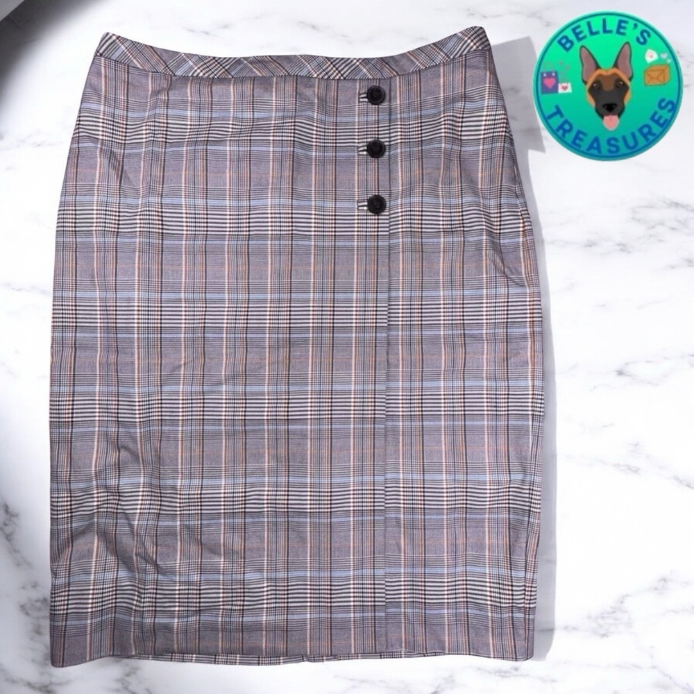 Talbots Skirt Women's 18 A-Line Long Stretch Windy Plaid Pencil Office Old Money